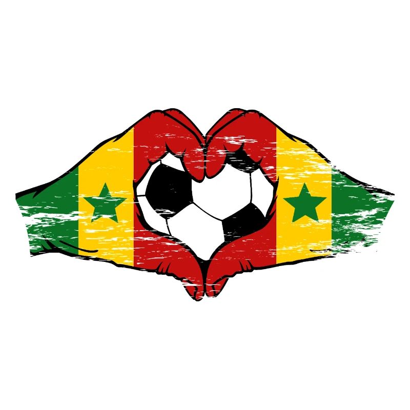 Mains du drapeau du Sénégal en forme de cœur utilisées