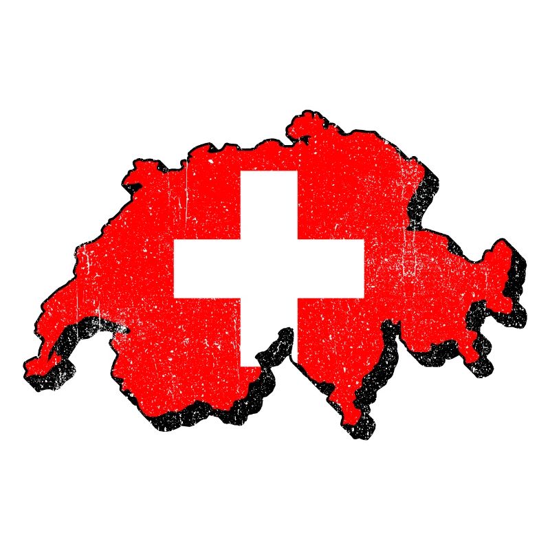 Schweiz Karte mit der schweizer Fahne