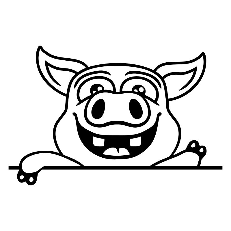 Friendly waving stable pig