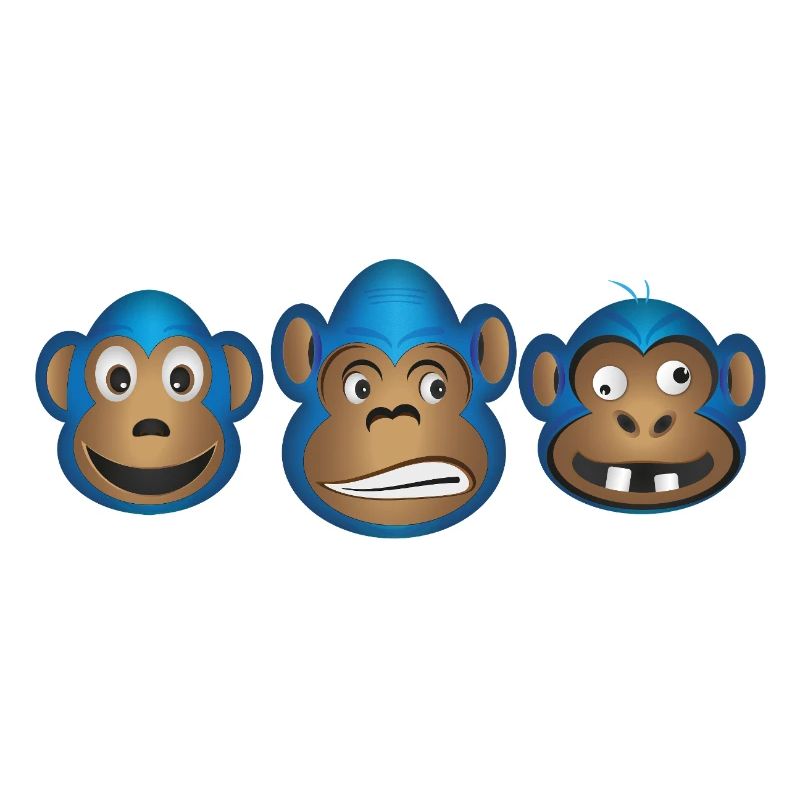 Expressions du trio de singes bleus