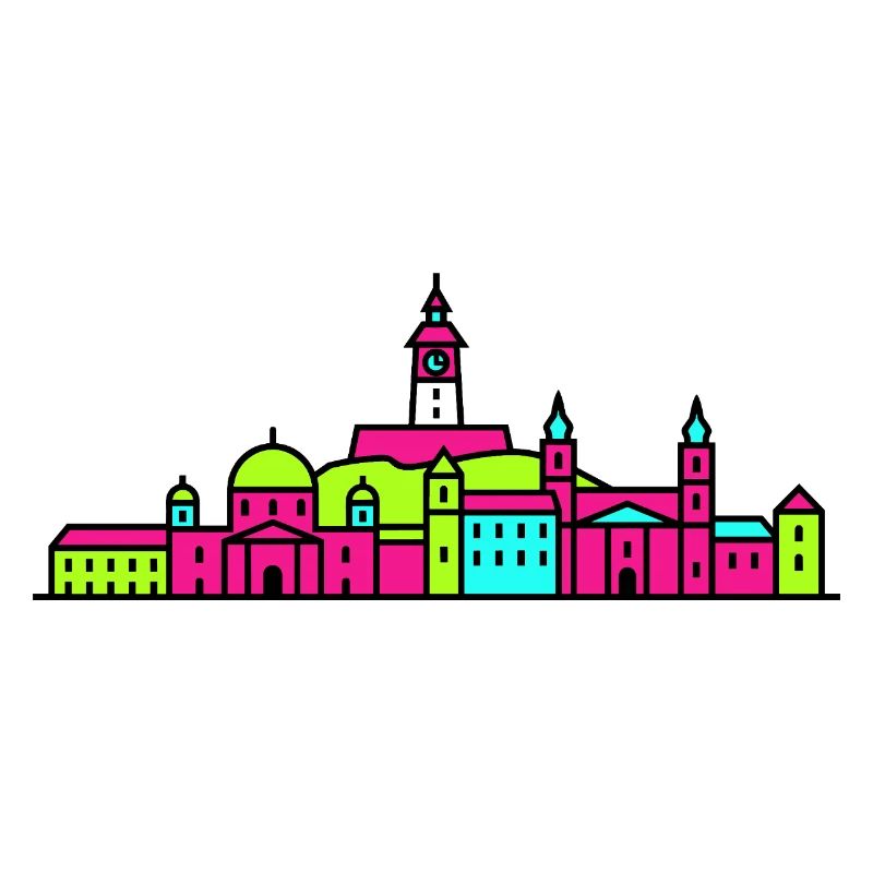 Grazer Stadtskyline Uhrturm Moderne Linienkunst