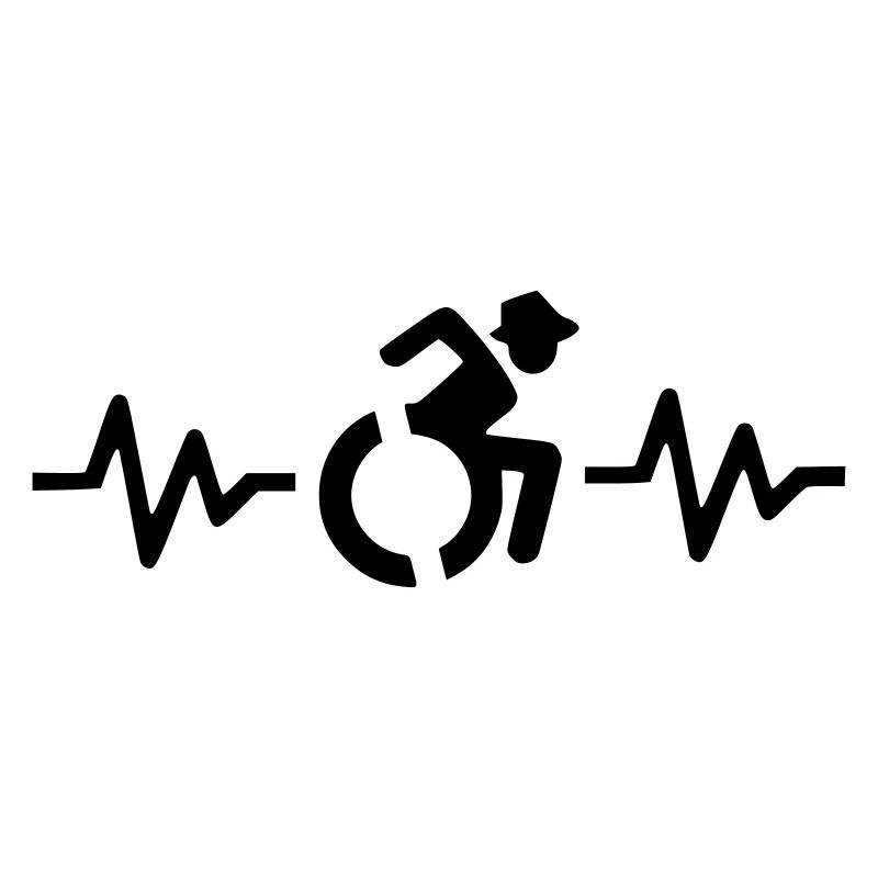 Rollstuhlfahrer mit Hut und Herzfrequenz #