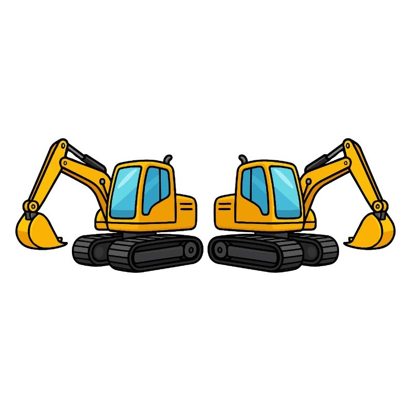 Silhouette de machine de construction double