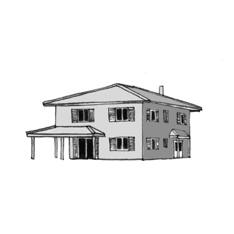Maison Toscane Architecte moderne dessiné à la main