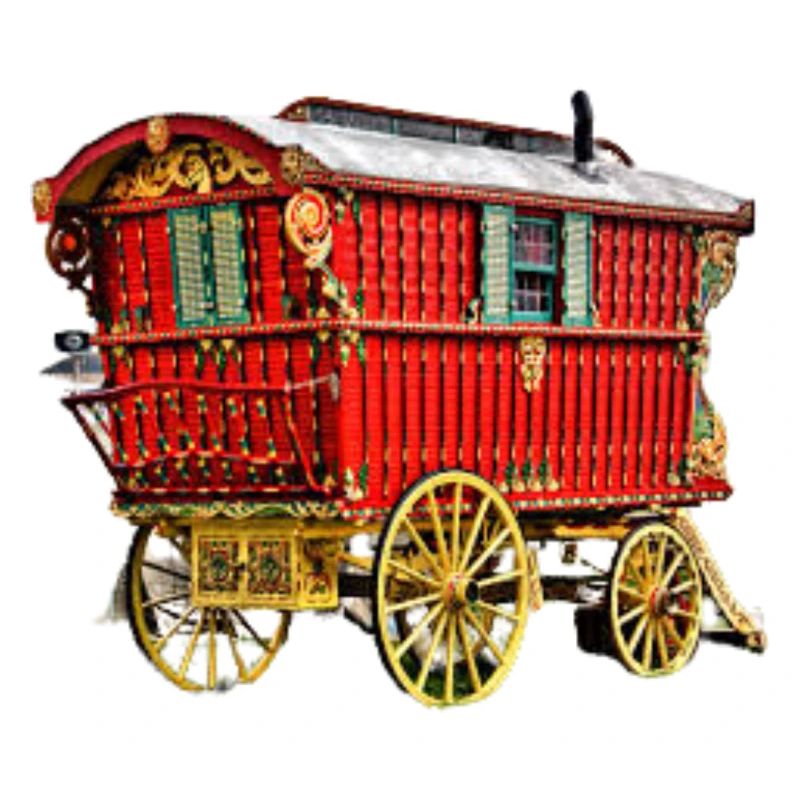 caravane gitane tirée par un cheval