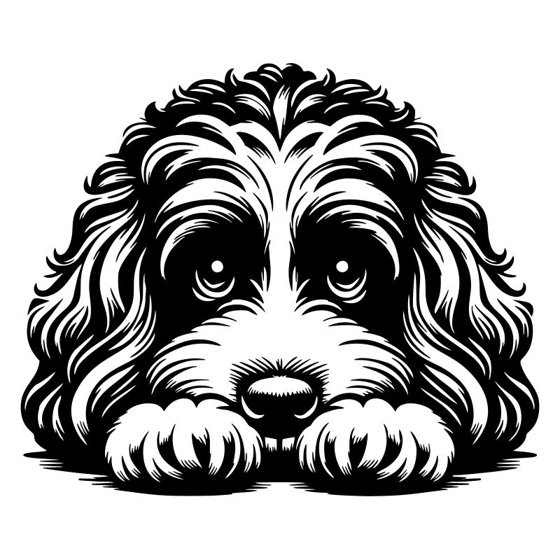 Cavapoo Kopf mit Pfoten