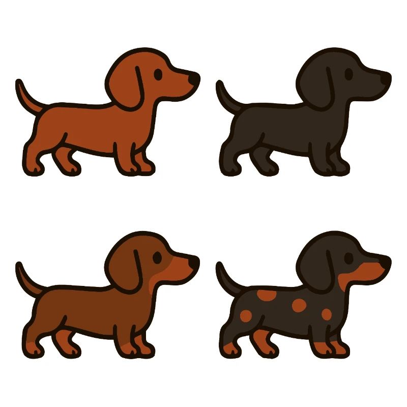 Ensemble d’illustrations de teckel mignon
