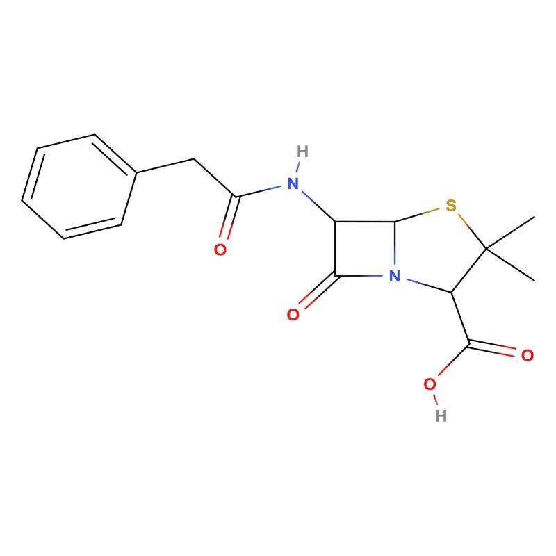 Molécule de pénicilline - Formule structurale colorée