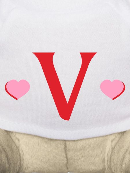 Letter v red hearts
