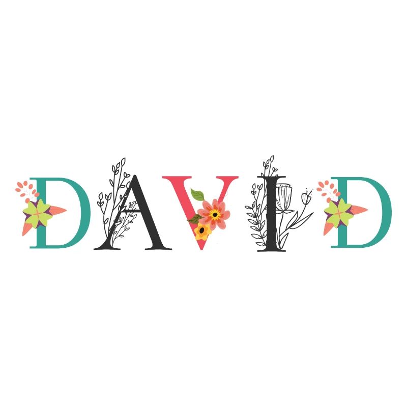 DAVID Nom Art avec fleurs brodées