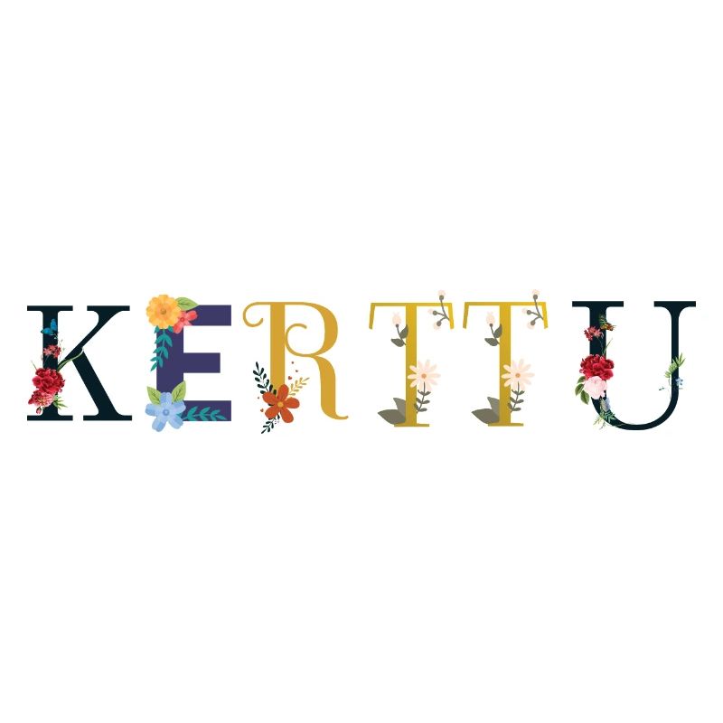 Le nom de KERTTU est décoré de fleurs