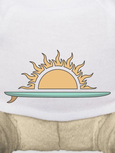 Surfboard mit Sonnenuntergang