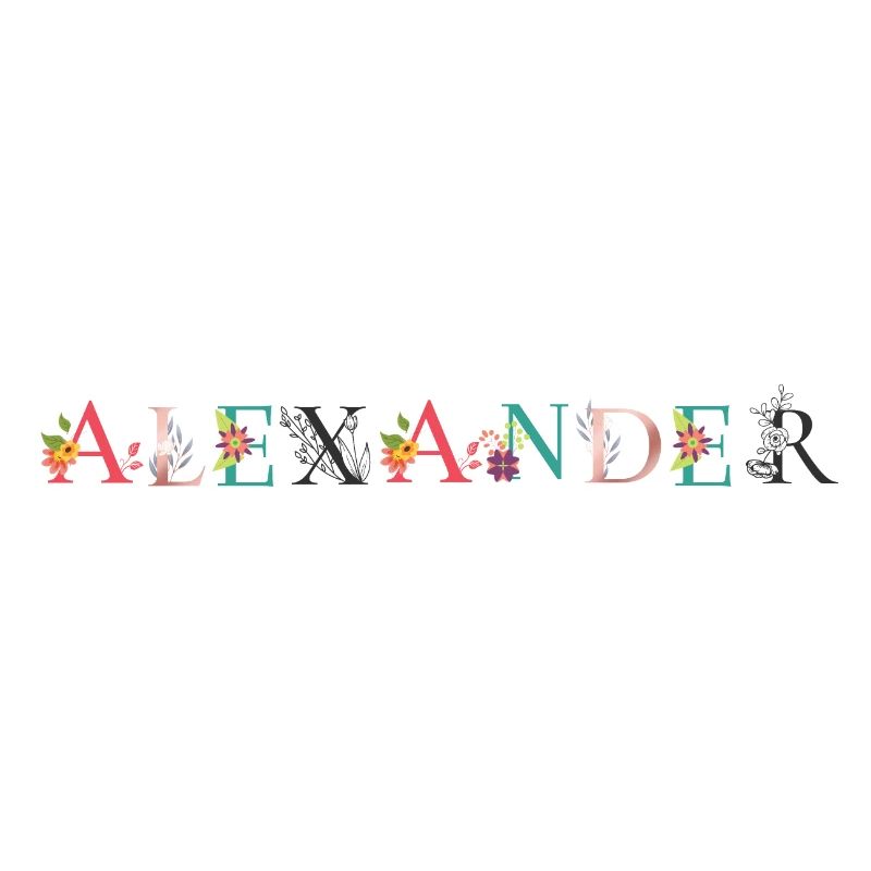 ALEXANDER Nom Art avec fleurs brodées