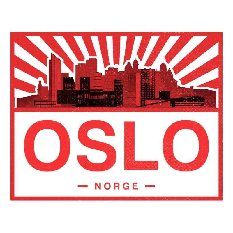 Oslo Skyline Rot Schwarz