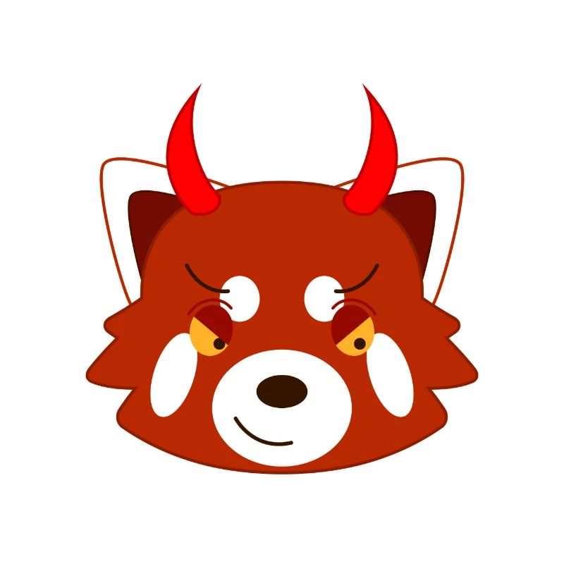 Red panda disguised as a devil for Halloween