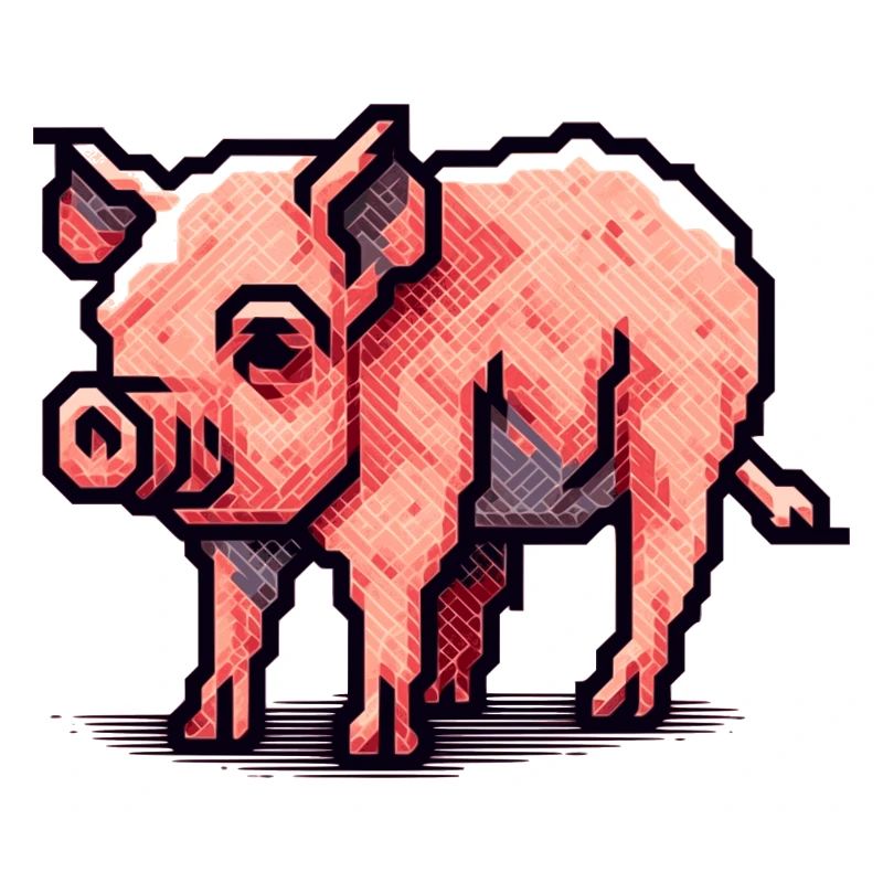 Cochon comme truie en pixel art 16 bits