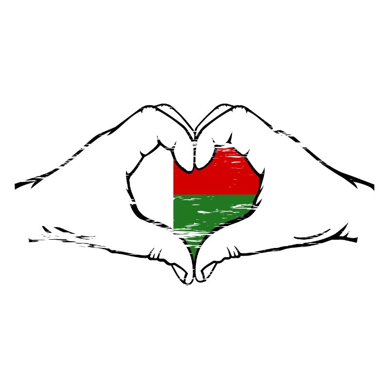 Drapeau de Madagascar en forme de coeur utilisé