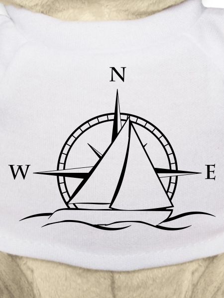Segelboot mit Windrose neutral schwarz