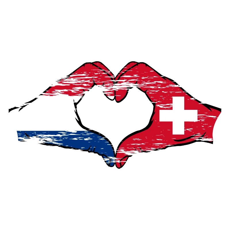 Hollande Suisse Drapeau Mains Coeur Forme Utilisé