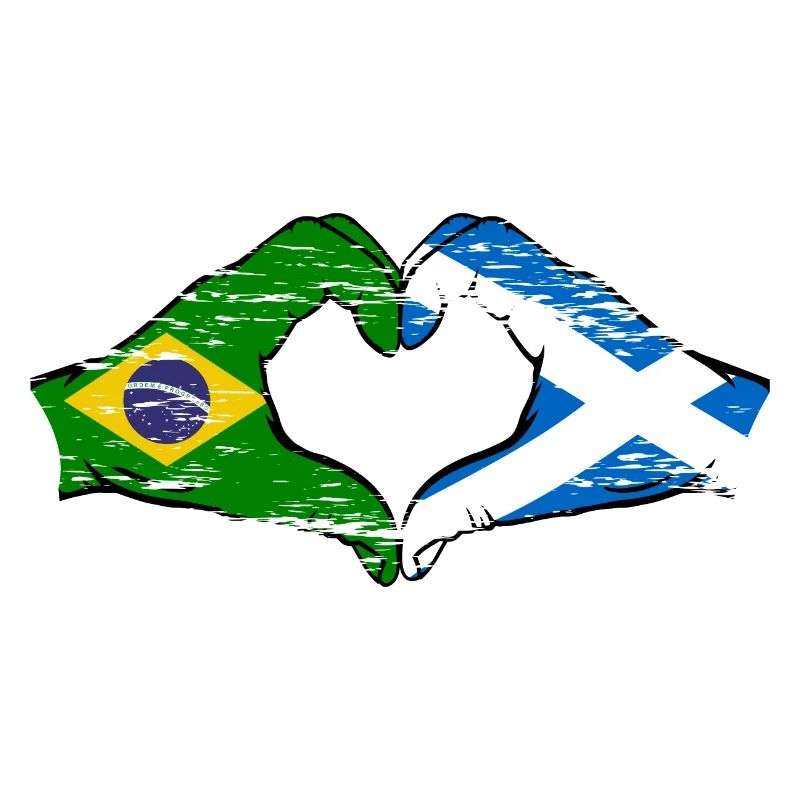 Brésil Ecosse drapeau mains forme de coeur utilisé