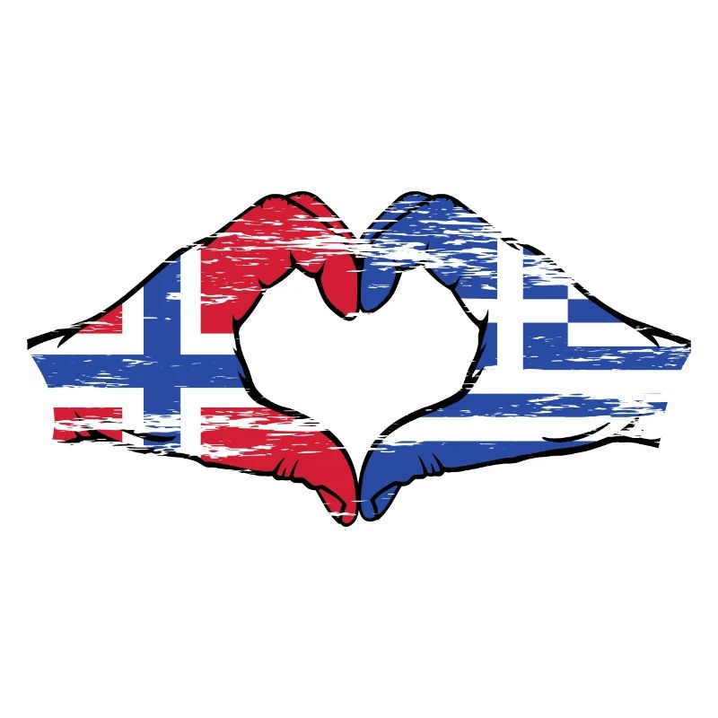 Norvège Grèce Drapeau Mains Coeur Utilisé