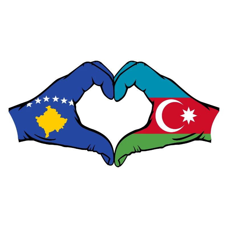 Kosovo Azerbaïdjan Drapeau Mains Coeur Forme