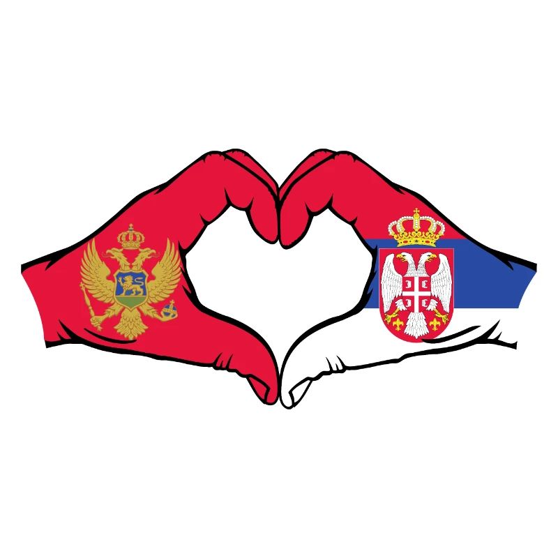 Monténégro Serbie Drapeau Mains Coeur Forme