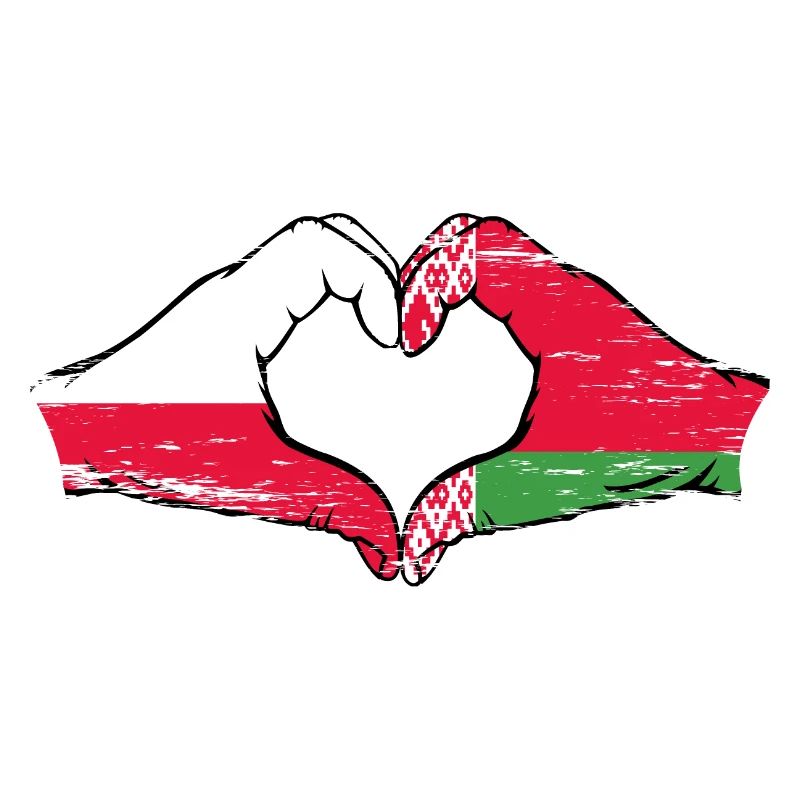 Pologne Biélorussie drapeau mains forme de coeur utilisé