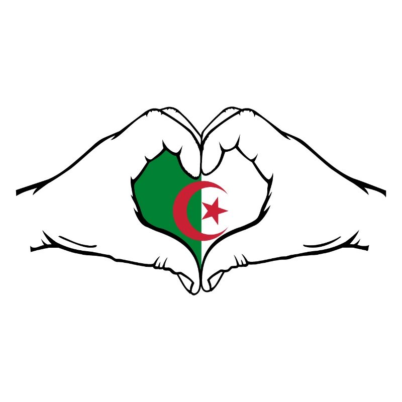 Drapeau de l’Algérie Mains Coeur Forme