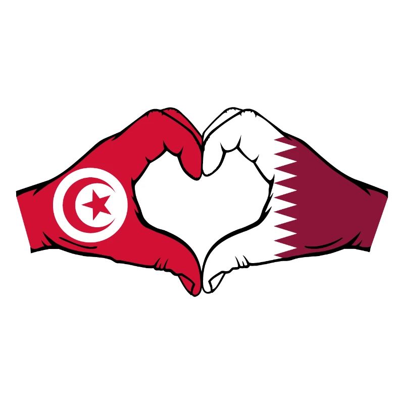 Tunisie Qatar drapeau mains forme coeur