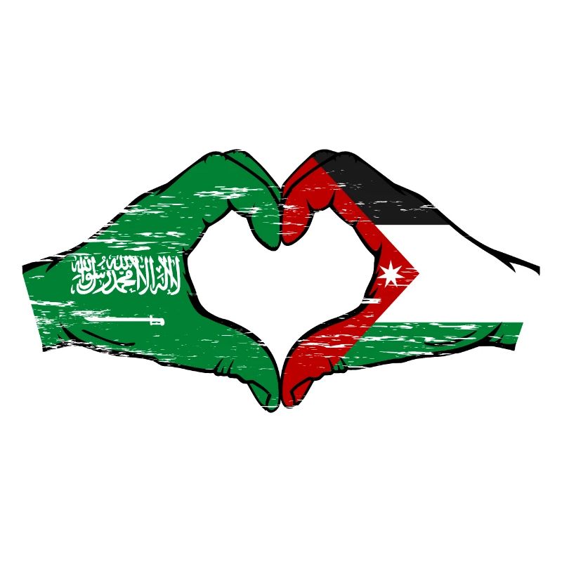 Arabie Saoudite Drapeau Jordanie mains forme de coeur utilisé