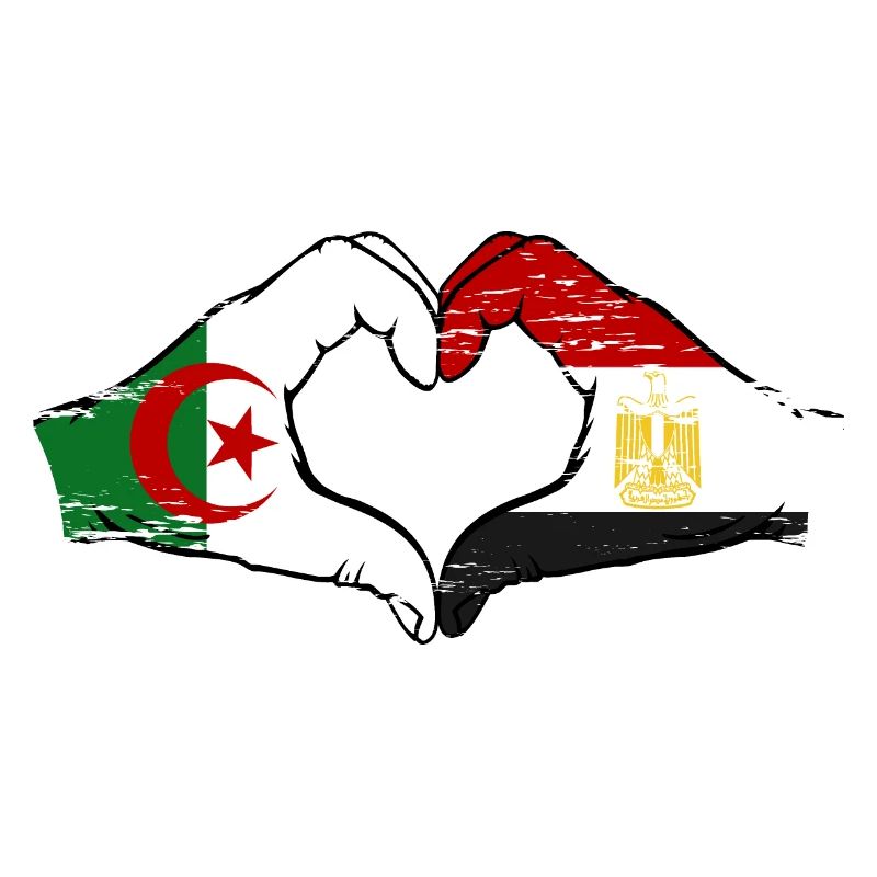 Algérie Egypte Drapeau Mains Coeur Forme Utilisé