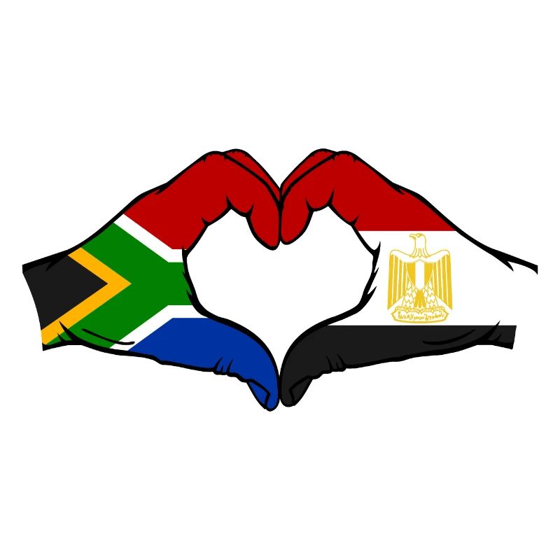 Afrique du Sud Égypte Drapeau Mains Coeur Forme