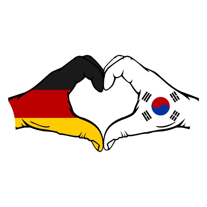 Allemagne Corée du Sud Drapeau Mains Coeur Forme