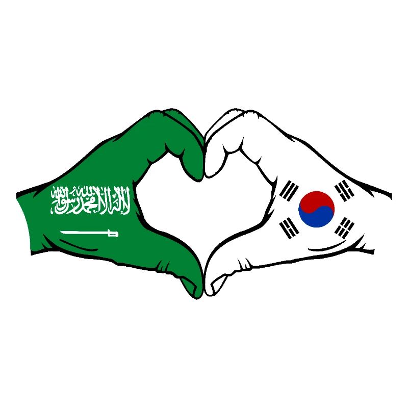 Arabie Saoudite Corée du Sud Drapeau Mains Coeur Forme