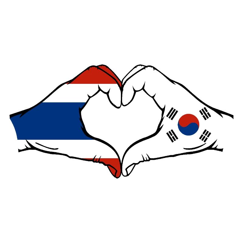 Thaïlande Corée du Sud Drapeau Mains Coeur Forme