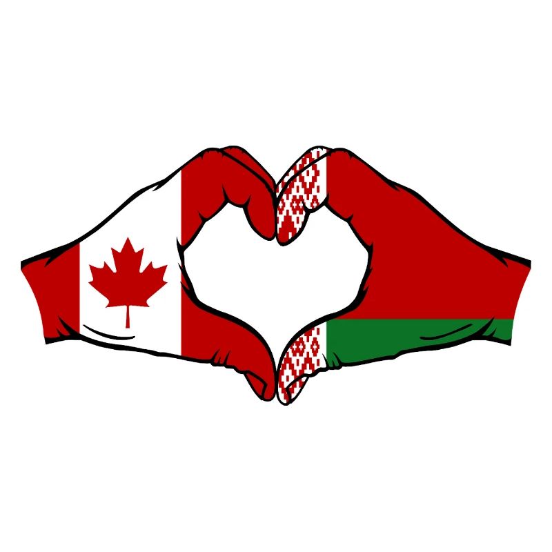 Canada Biélorussie drapeau mains forme coeur