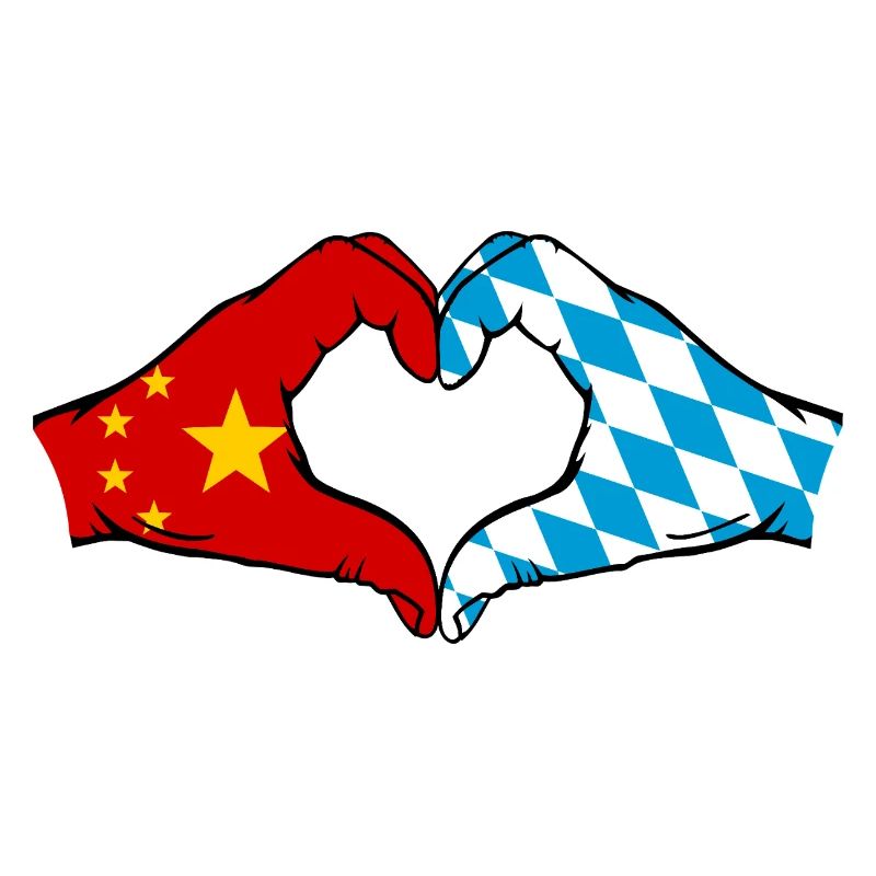Chine Bavaroise Drapeau Mains Coeur Forme