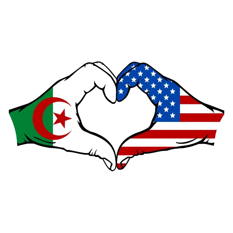 Algérie USA Drapeau Main Coeur Forme