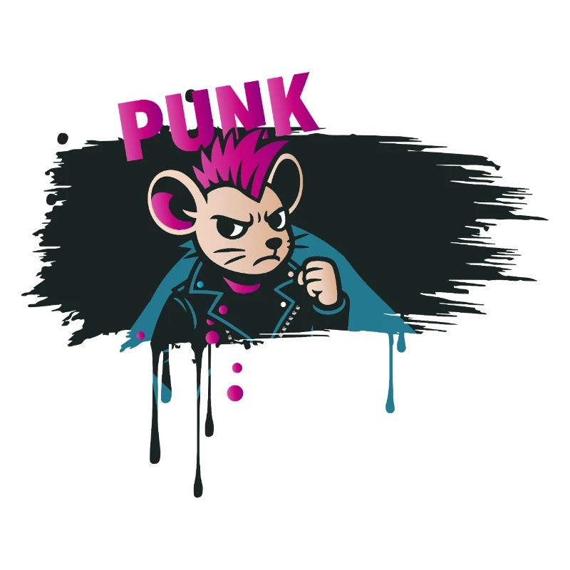 Punk Mouse with Mohawk and Leather Jacket