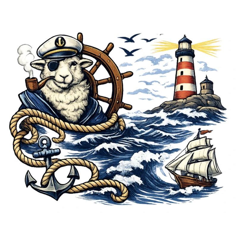 Seafarer sheep in the storm