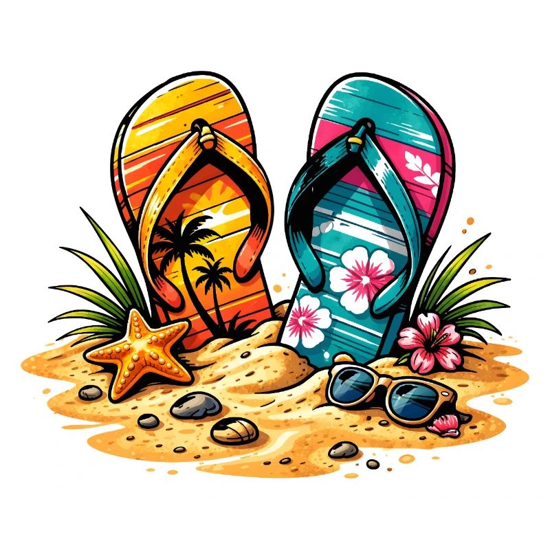 Flip Flops am Strand Illustration