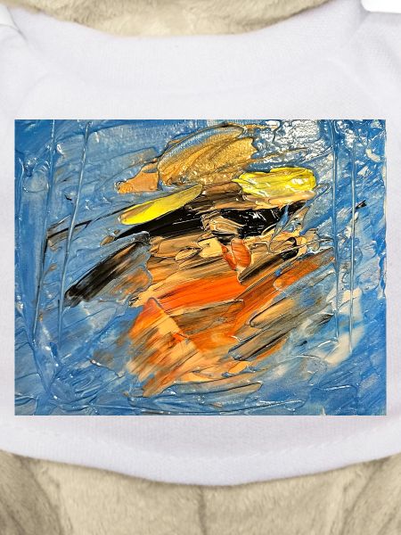 Blauer Farbwirbel im Orange