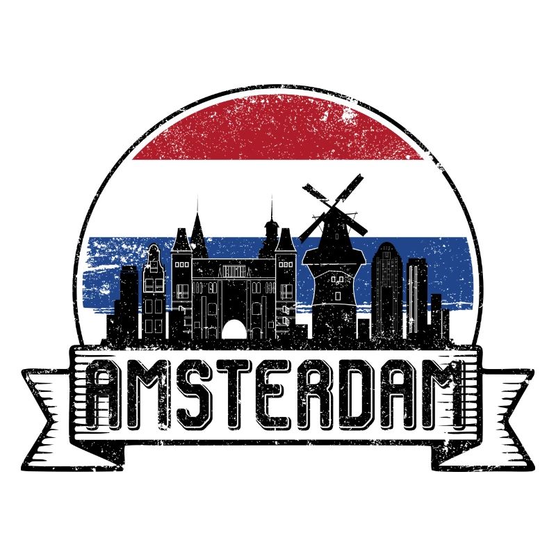 Amsterdam Retro Skyline Abzeichen