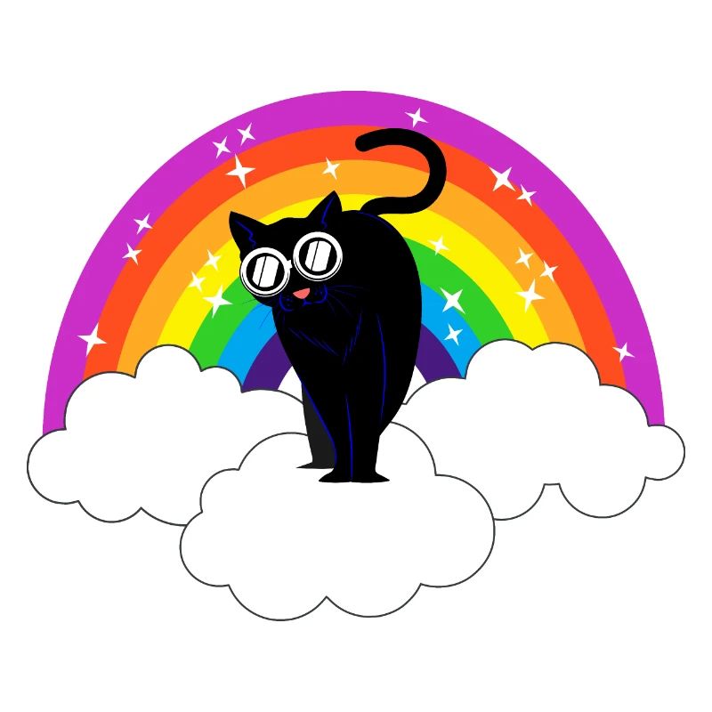 Kidcore Regenbogen Schwarze Coole Katze Geschenk