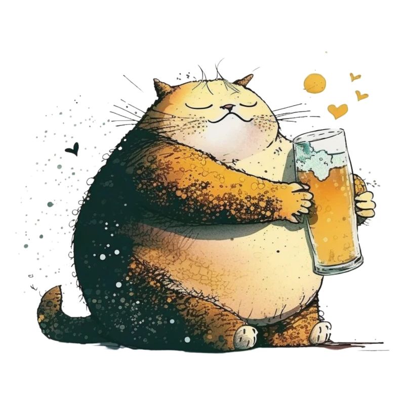 Chat satisfait avec de la bière