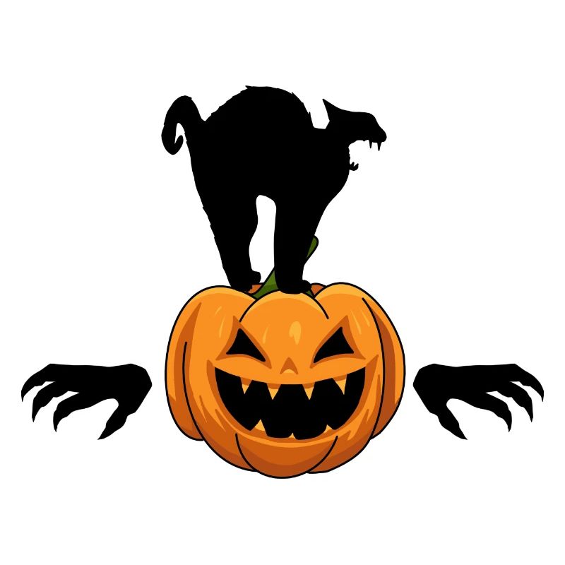 Halloween Black Cat Pumpkin Zombie