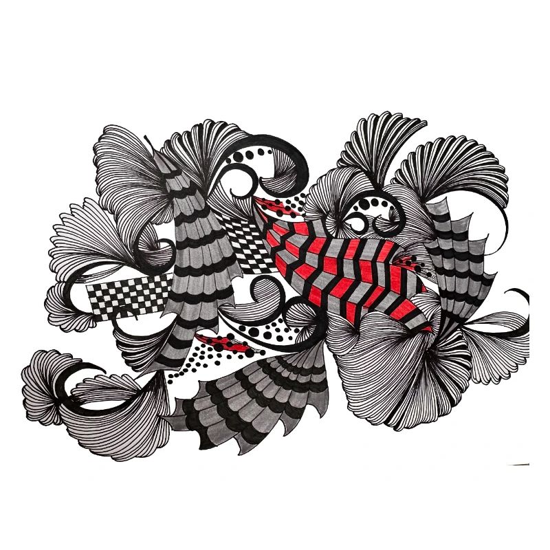Black White Red Pattern