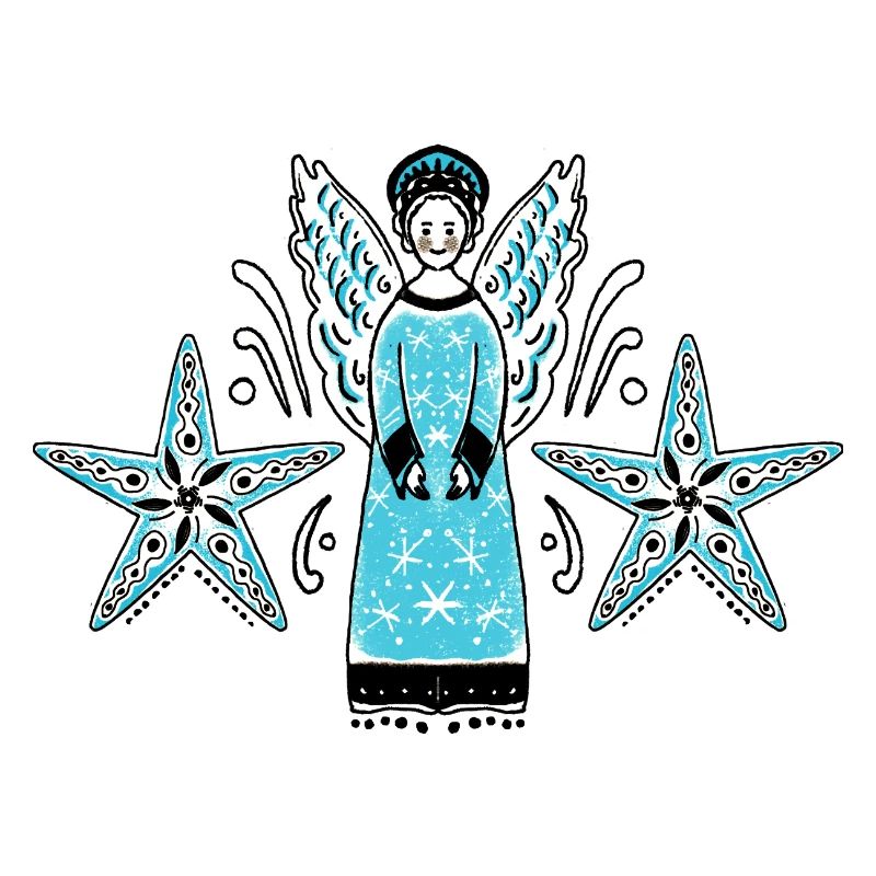 Ange turquoise avec cadre étoile