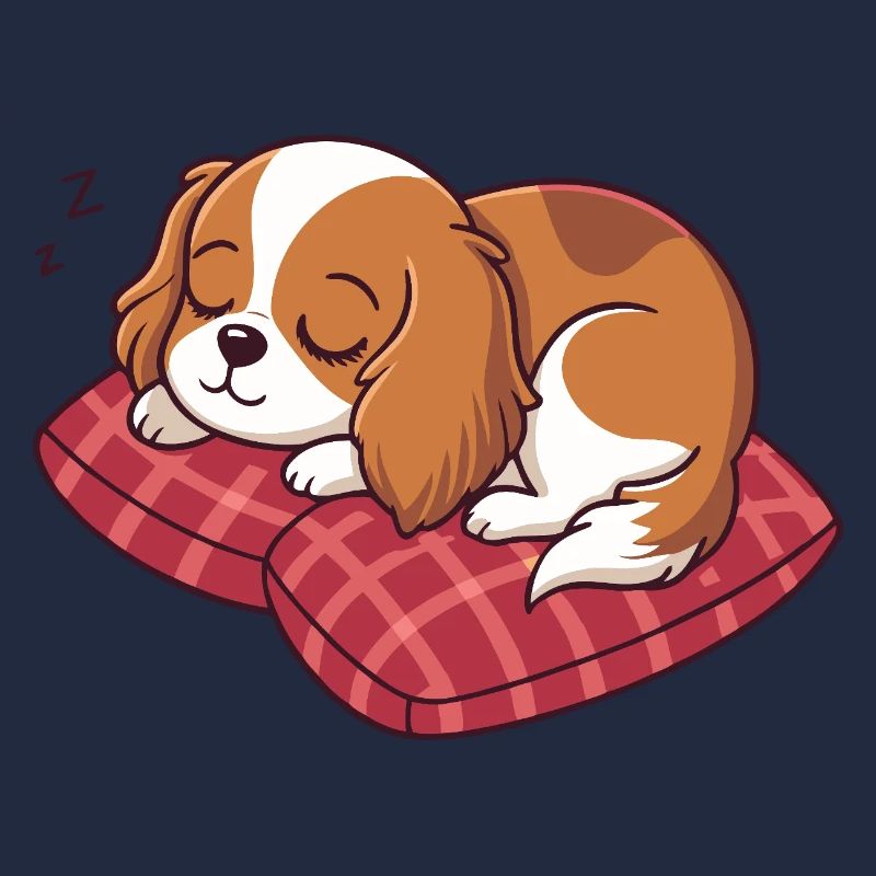 Sleeping Puppy on Plaid Pillow